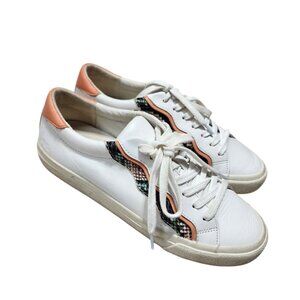 Madewell MWL Womens White Leather Sneakers Peach & Snake‎ 8.5M Casual Shoes